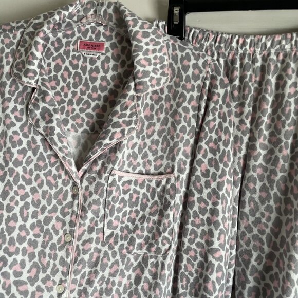 Kate Spade New York Pajamas 2 Piece SET Size S Pink Leopard Print PJ Top Pants - Picture 12 of 16